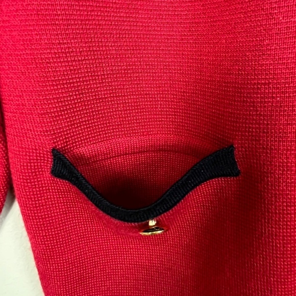 Nicole Summers Red/Black Button Down Sweater Cardigan Gold Buttons; Size S - Picture 4 of 8